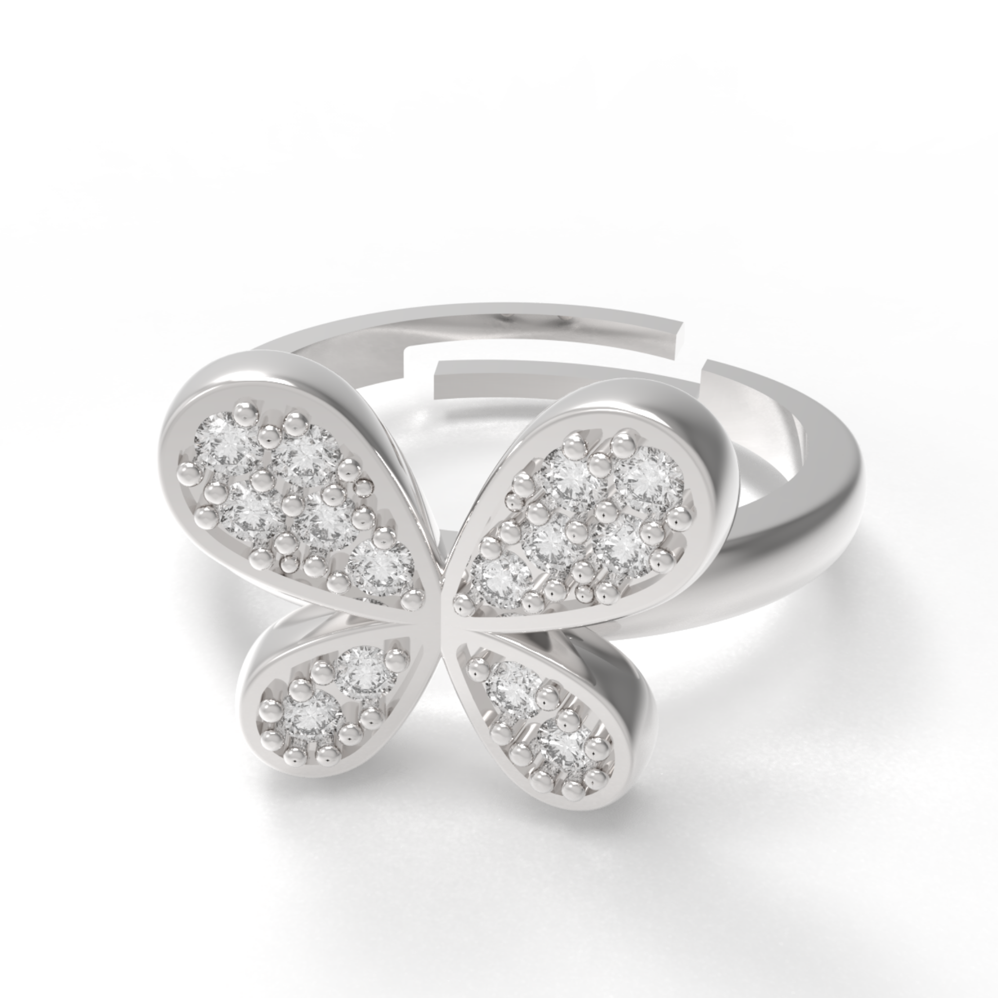 Butterfly Wings Diamond Fashion Ring, Hallmarked 925 Sterling Silver
